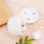 Marble Garlic Keeper White 4.5" Garlics Storage Container, Onion and Garlic Storage