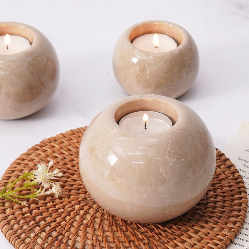 Radicaln Marble Tealight Candle Holder Set of 3 - Pillar Candle Holder