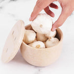 Marble Garlic Keeper White 4.5" Garlics Storage Container, Onion and Garlic Storage