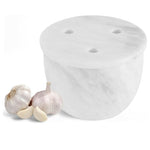 Marble Garlic Keeper White 4.5" Garlics Storage Container, Onion and Garlic Storage