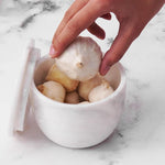 Marble Garlic Keeper White 4.5" Garlics Storage Container, Onion and Garlic Storage
