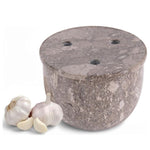 Marble Garlic Keeper White 4.5" Garlics Storage Container, Onion and Garlic Storage