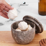 Marble Garlic Keeper White 4.5" Garlics Storage Container, Onion and Garlic Storage