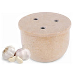 Marble Garlic Keeper White 4.5" Garlics Storage Container, Onion and Garlic Storage